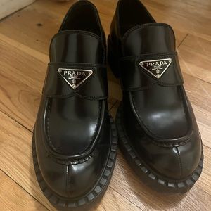 NEED GONE IMMEDIATELY!Prada Chocolate Brushed Leather Loafers